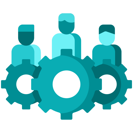 benefits_for_crew Icon of crew members and cog wheels.