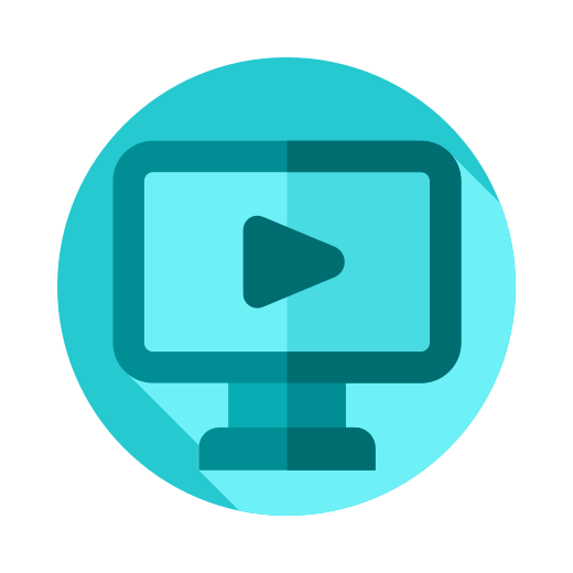 solutions_online_screening Icon with a computer playing a video.